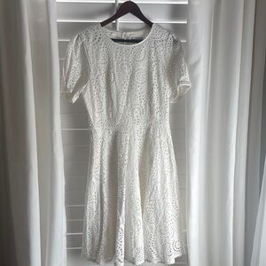 Gibson Latimer White Midi Length Eyelet Dress. Size Large White Dress